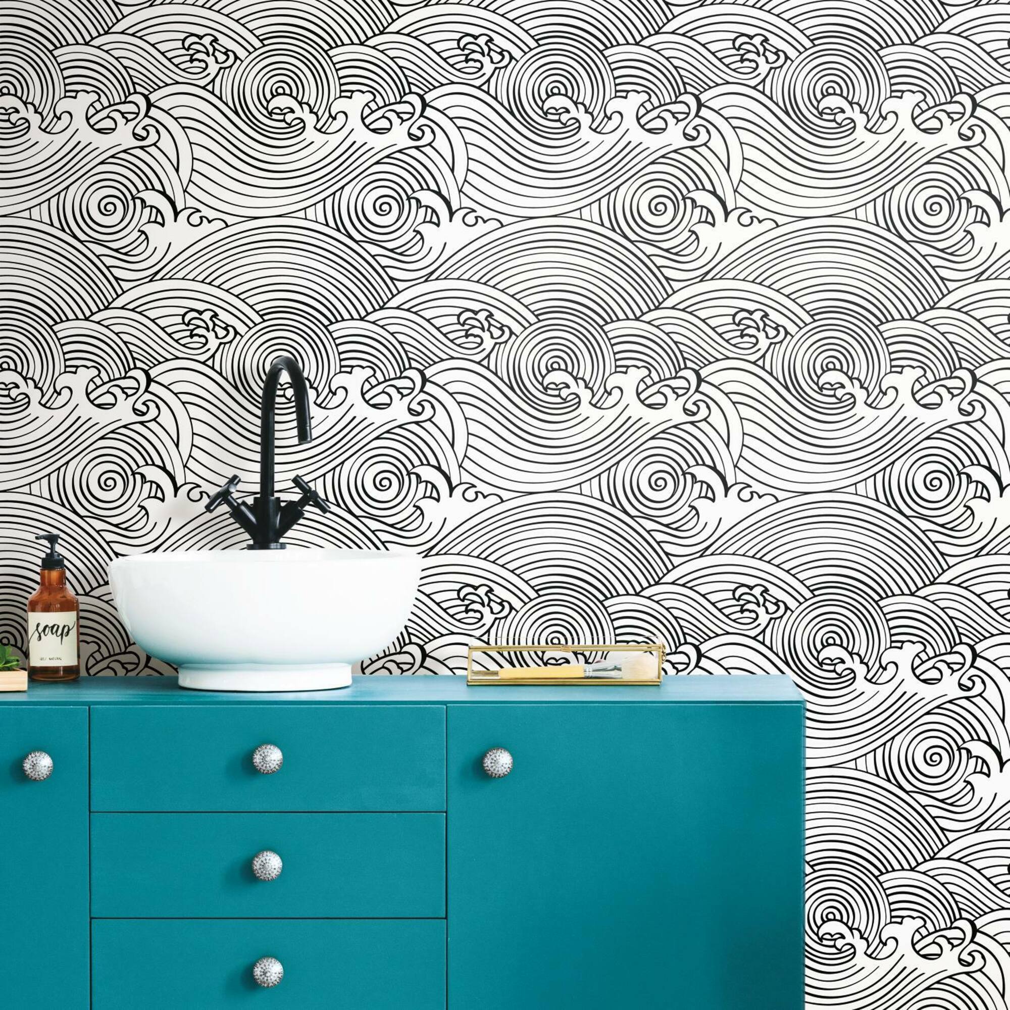 RoomMates Asian Waves Peel & Stick Wallpaper